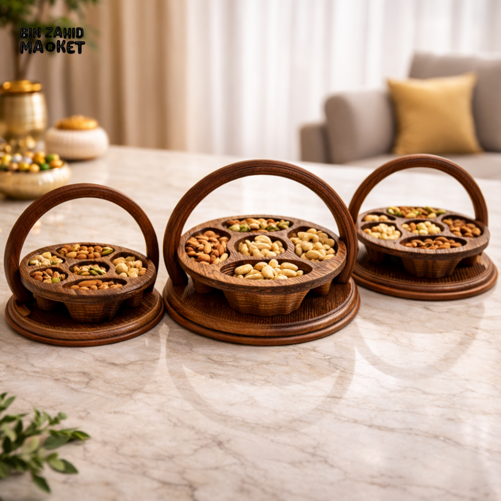 WOODLY SHEESHAM WOOD DRY FRUIT SERVING TRAY WITH HANDLE