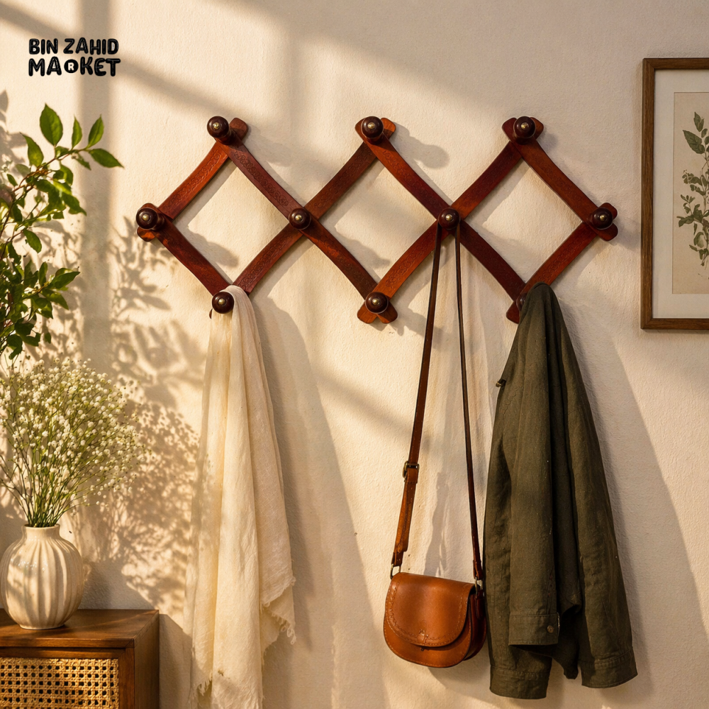 WOODLY SHEESHAM WOOD WALL HANGING CLOTH FOLDABLE HANGER