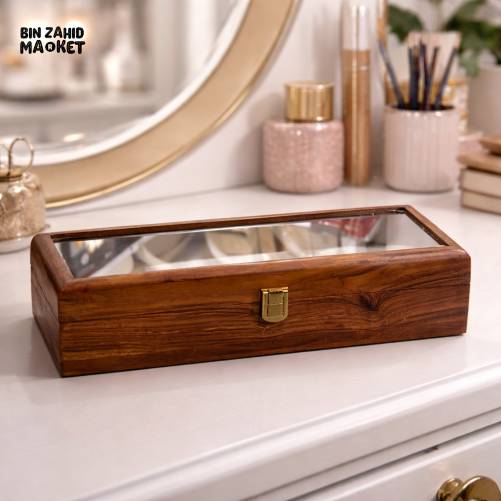 WOODLY SHESHAM ACRYLIC TOP WATCH BOX 5 GRIDS