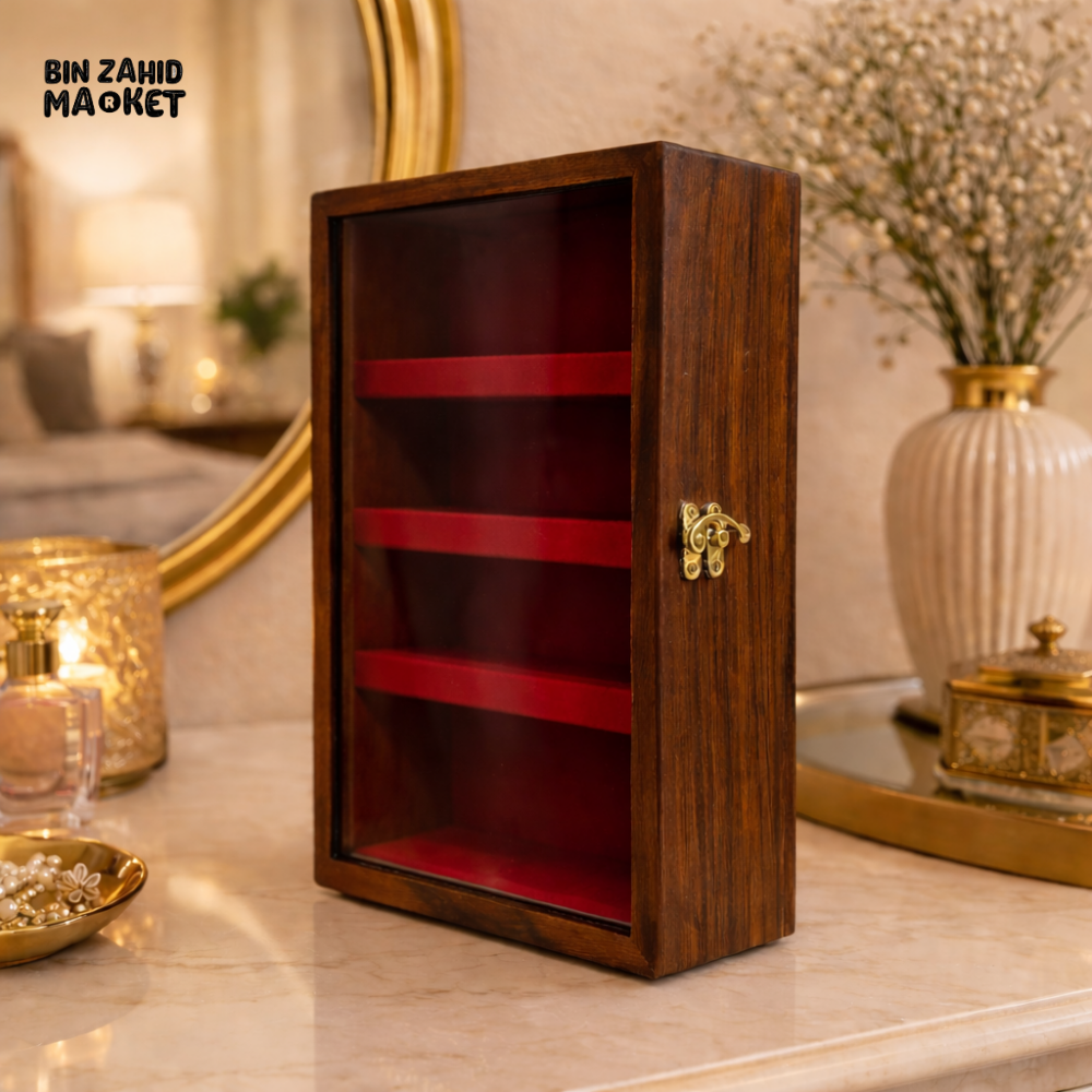 WOODLY SHESHAM GLASS TOP BANGLE STORAGE BOX - SMALL