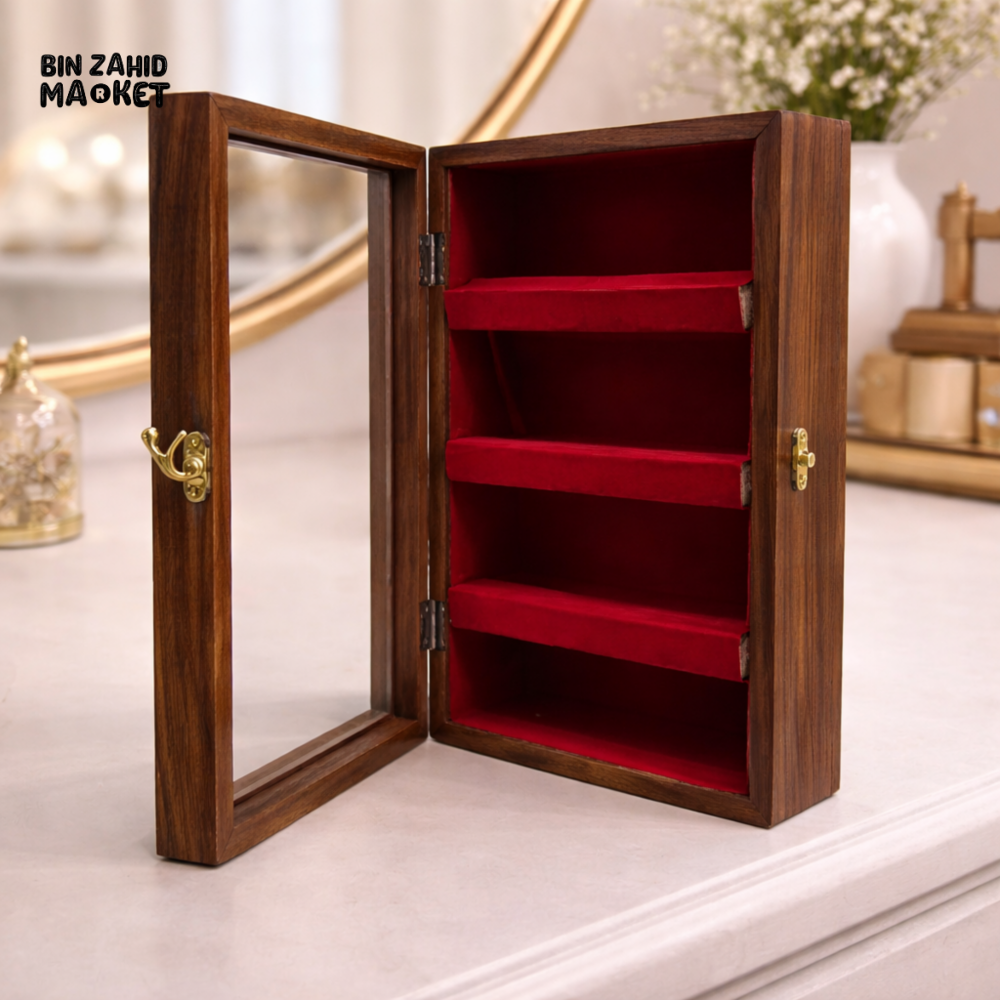 WOODLY SHESHAM GLASS TOP BANGLE STORAGE BOX - SMALL