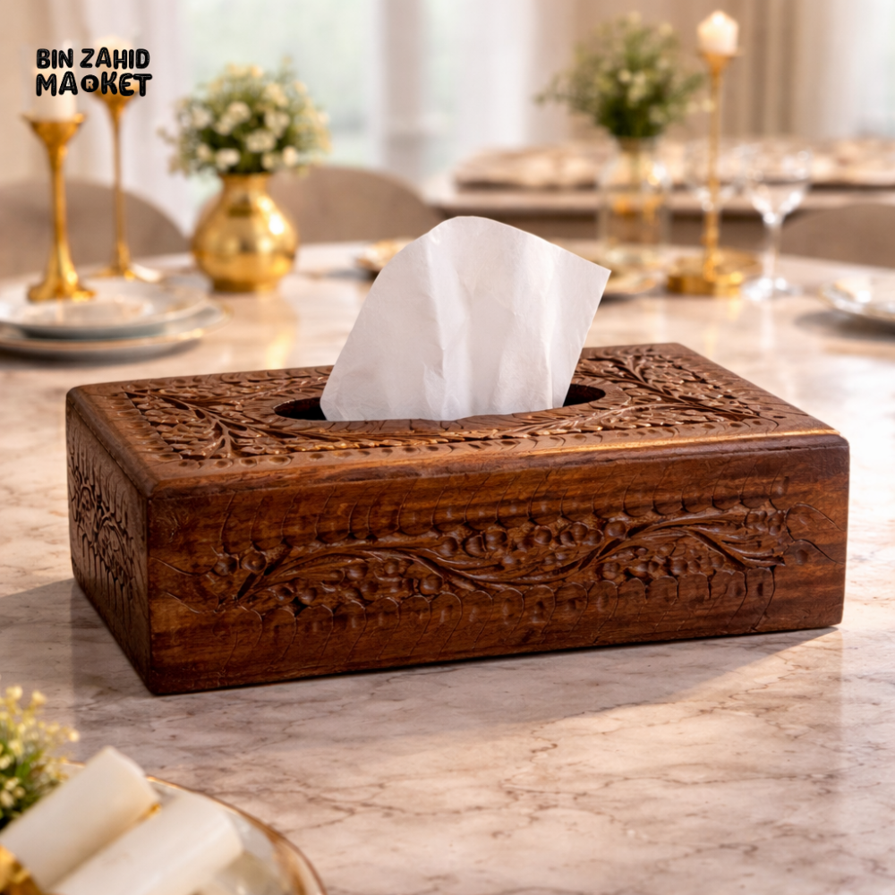 WOODLY SHESHAM HAND-CARVED TISSUE BOX