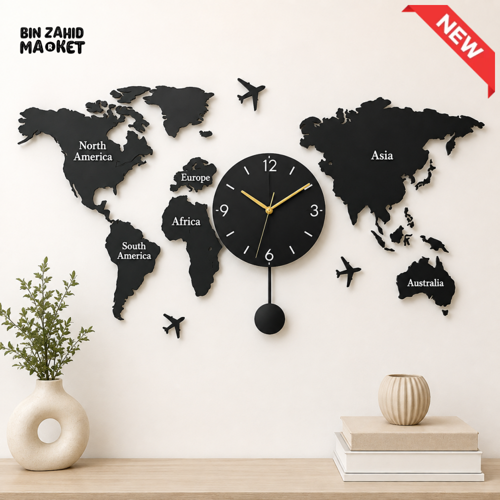 WORLD MAP DECORATIVE WALL CLOCK
