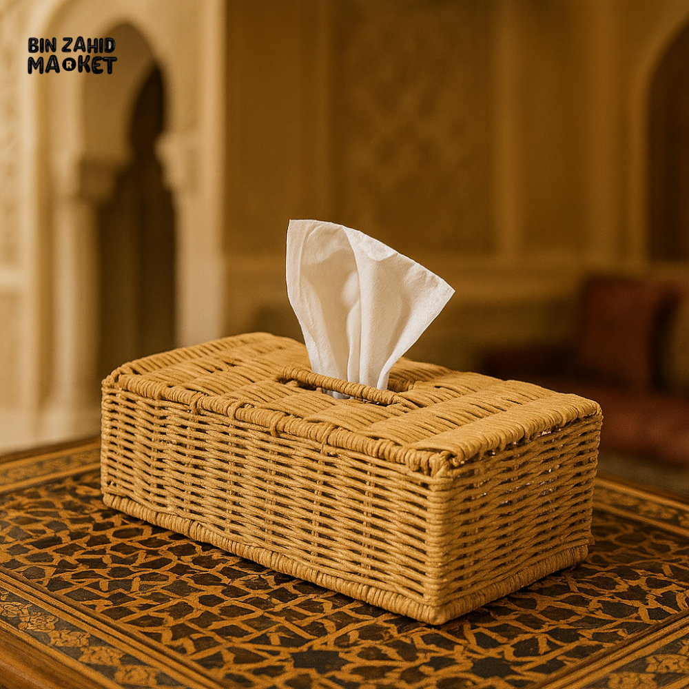 WOVEN RATTAN TISSUE BOX COVER – ARABIC STYLE DECORATIVE TISSUE HOLDER