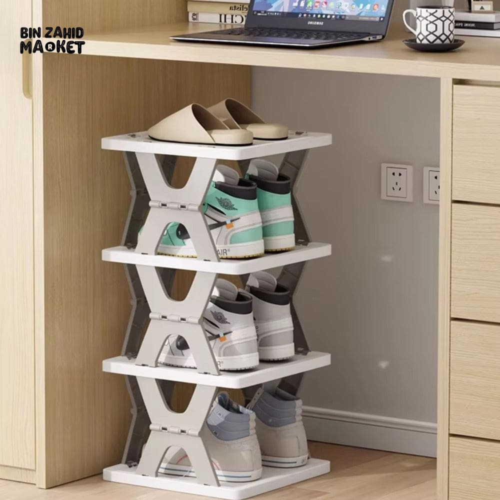 X-TYPE FOLDING SHOE STORAGE RACK 4 LAYER HEAVY QUALITY – SIMPLE MULTI-STOREY SHELVES FOR HOME FOOTWEAR