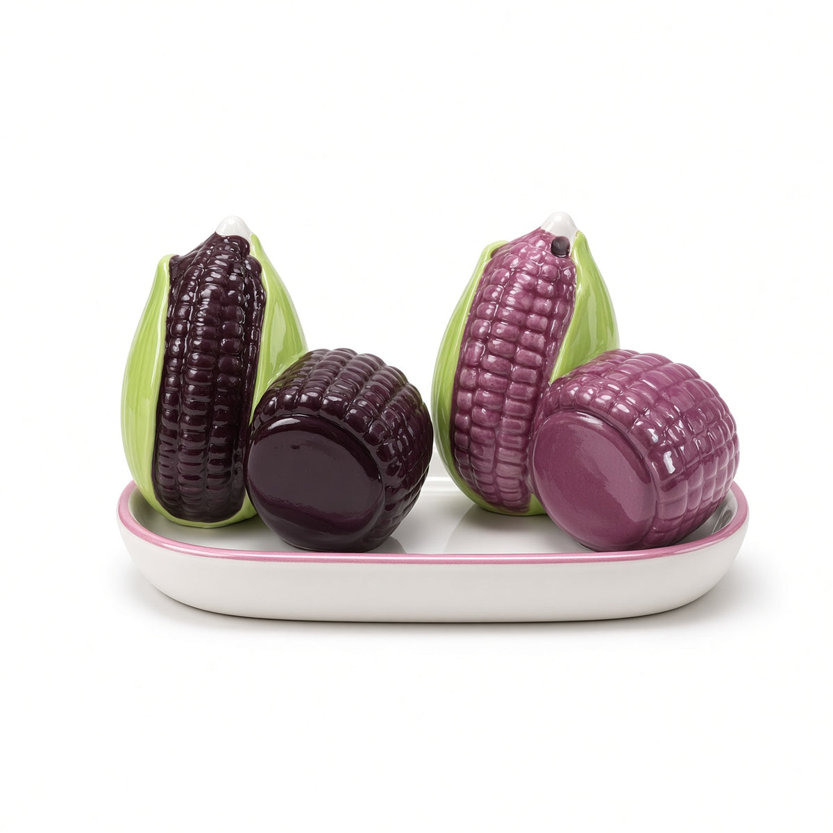 Kitchlux Ceramic Salt and Pepper Shakers - Purple Corns