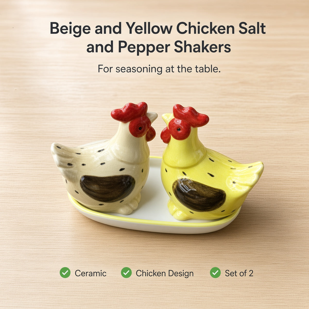 Kitchlux Ceramic Salt and Pepper Shakers - Chicken B&G