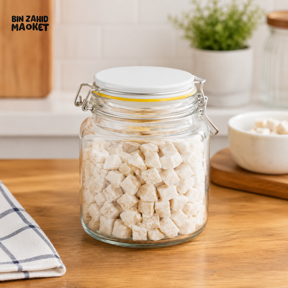 OZIBA AIRTIGHT GLASS STORAGE JAR WITH CLAMP LID