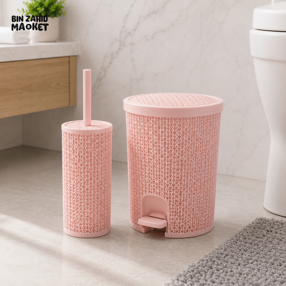 ZIBA BATHROOM PEDAL BIN & TOILET BRUSH SET