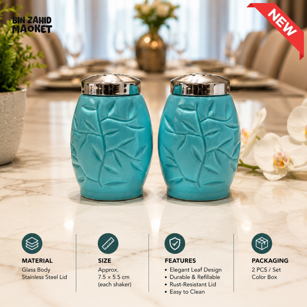 ZIBA CERAMIC LEAF DESIGN SALT & PEPPER SHAKER SET