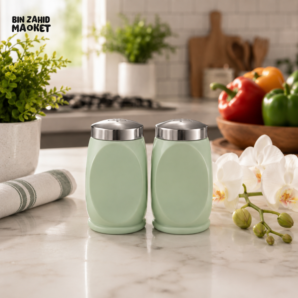 ZIBA CERAMIC SALT & PEPPER SHAKER SET | MINT GREEN