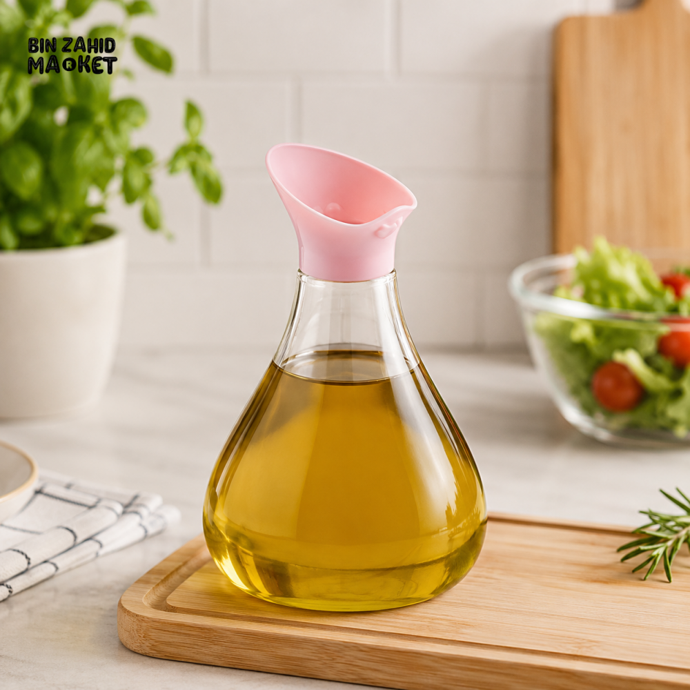 ZIBA Glass Oil Dispenser Bottle with Easy Pour Spout