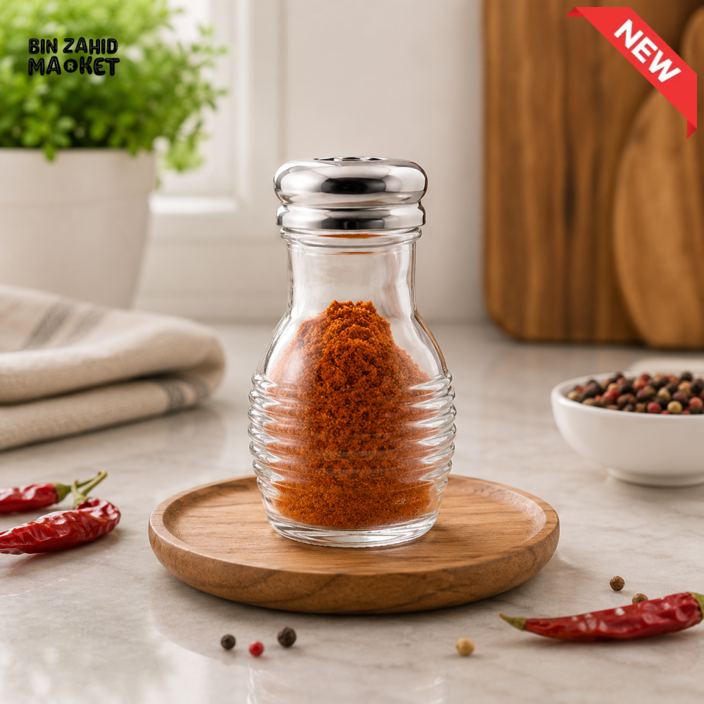 ZIBA GLASS SPICE SHAKER WITH STAINLESS STEEL LID
