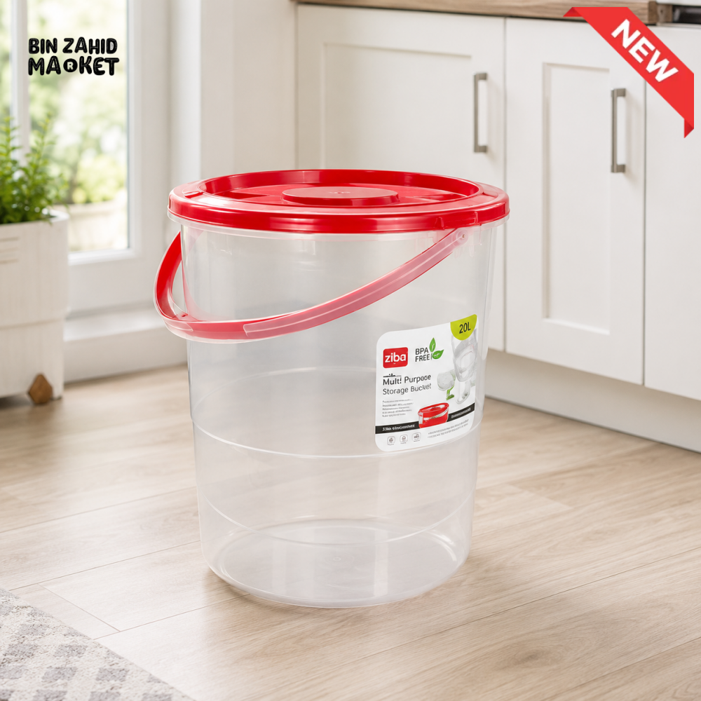 ZIBA MULTIPURPOSE STORAGE BUCKET WITH LID – 20L