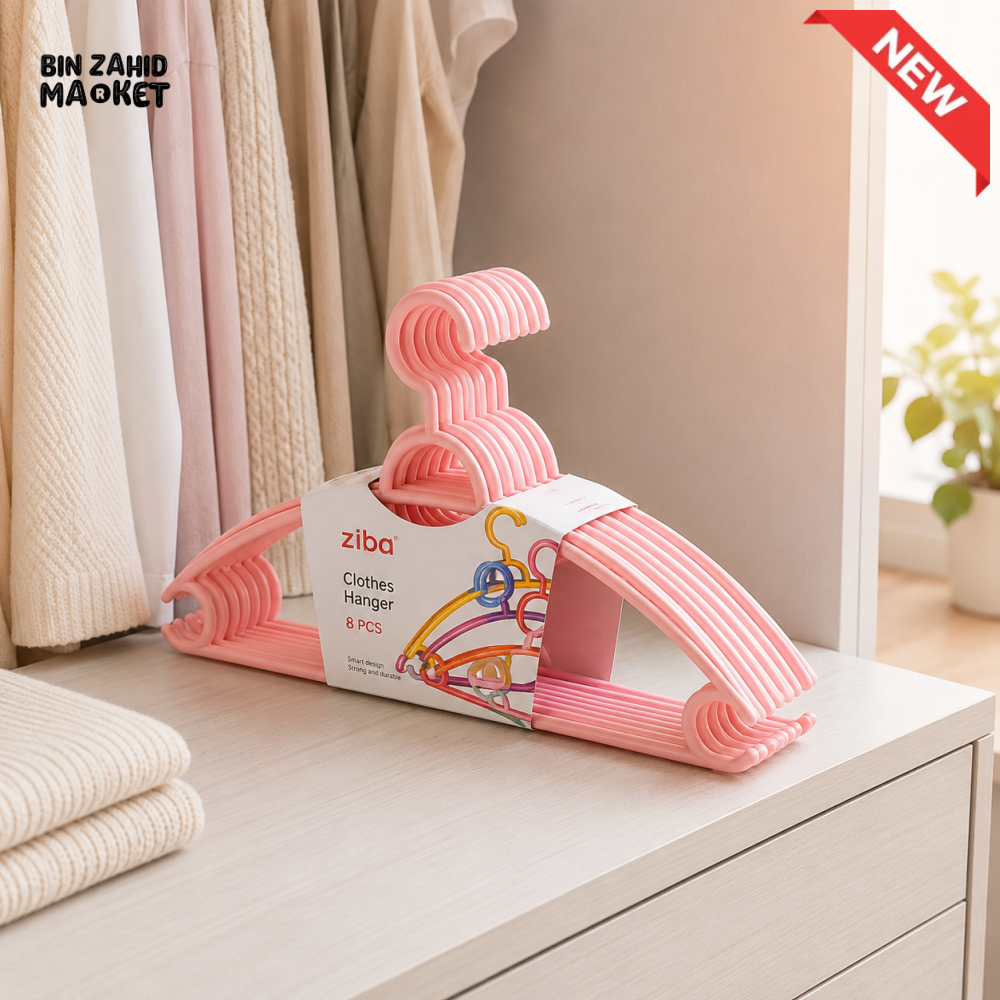 ZIBA PLASTIC CLOTHES HANGER SET (8 PCS)