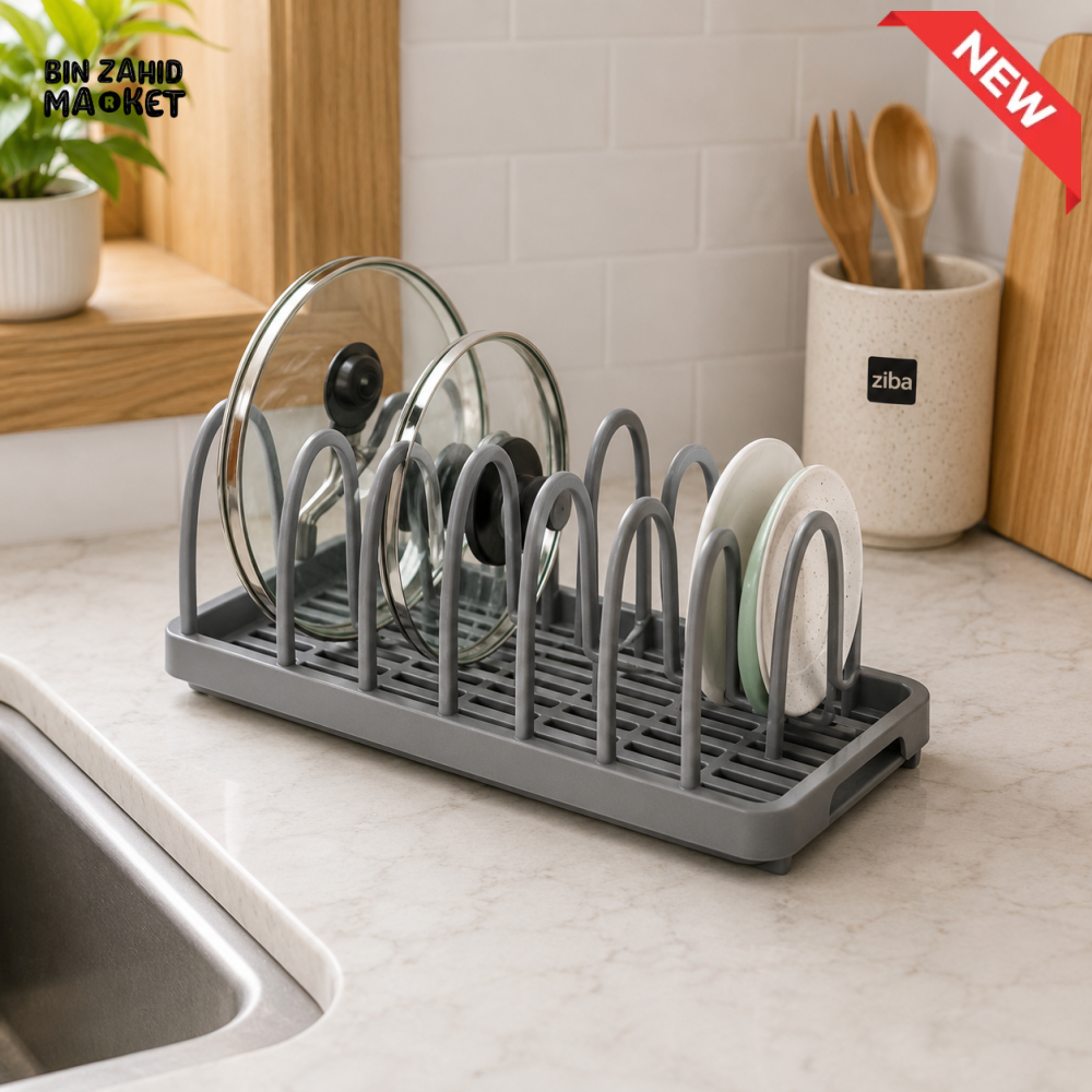 ZIBA PLATE & LID DRYING RACK | MULTIPURPOSE KITCHEN DISH ORGANIZER