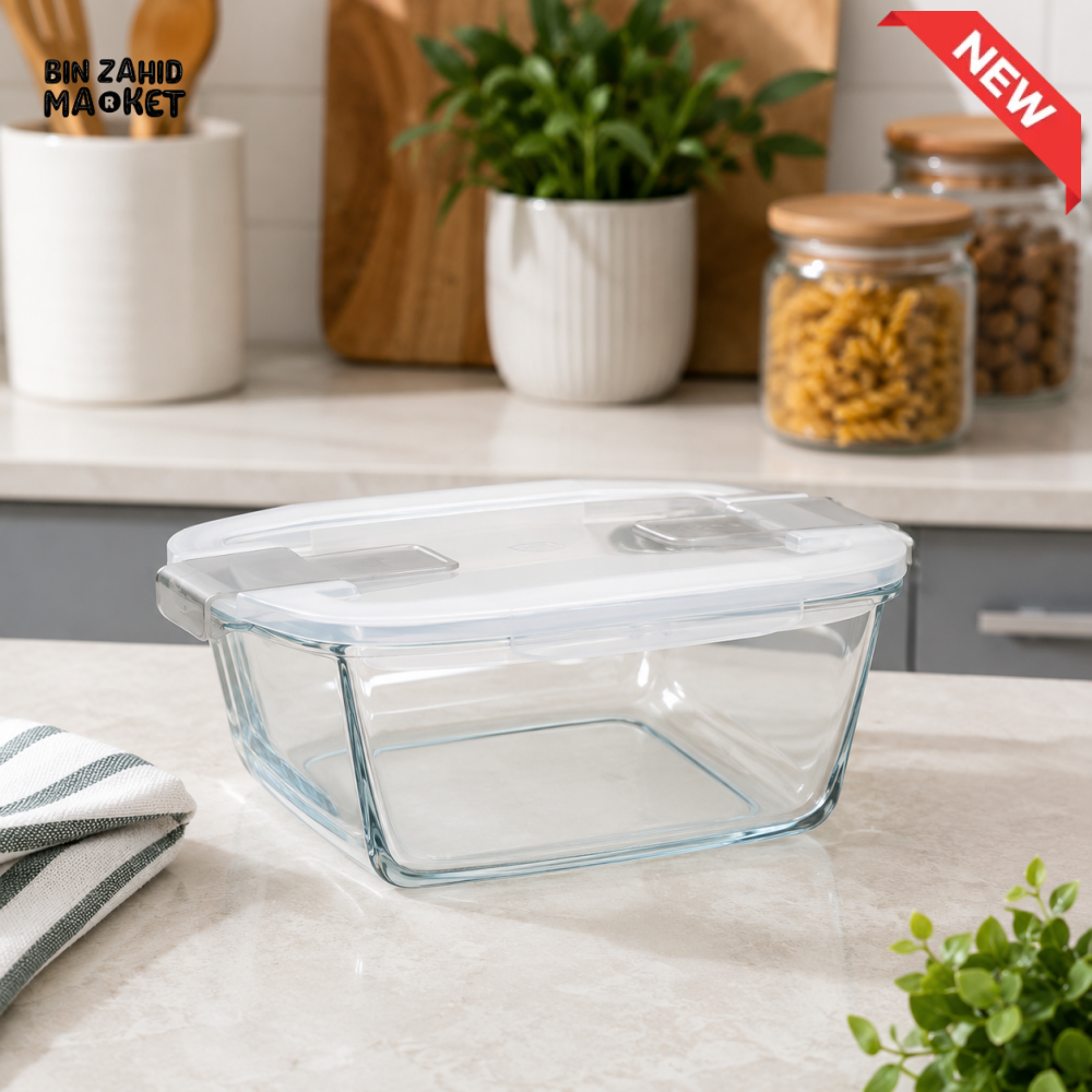 ZIBA RECTANGULAR GLASS FOOD STORAGE CONTAINER WITH AIRTIGHT LOCKING LID
