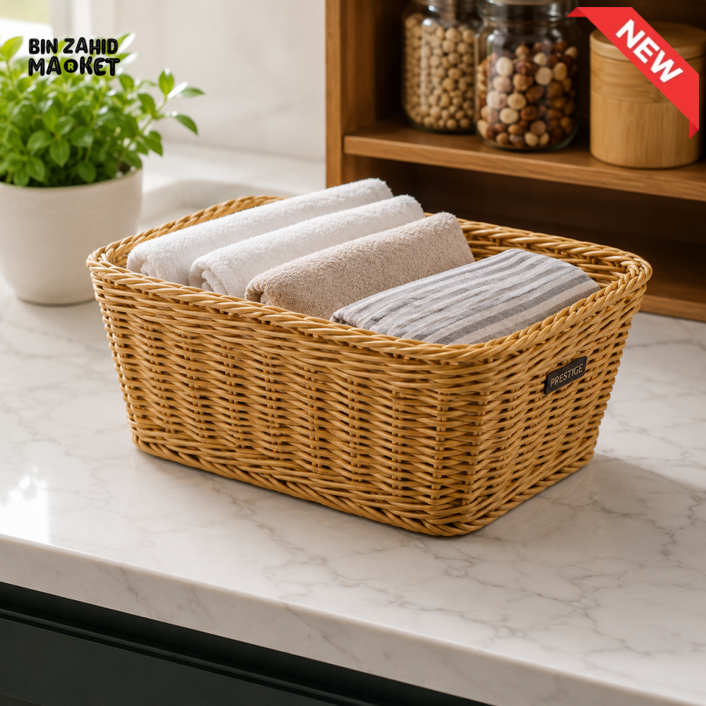 ZIBA RECTANGULAR RATTAN STORAGE BASKET