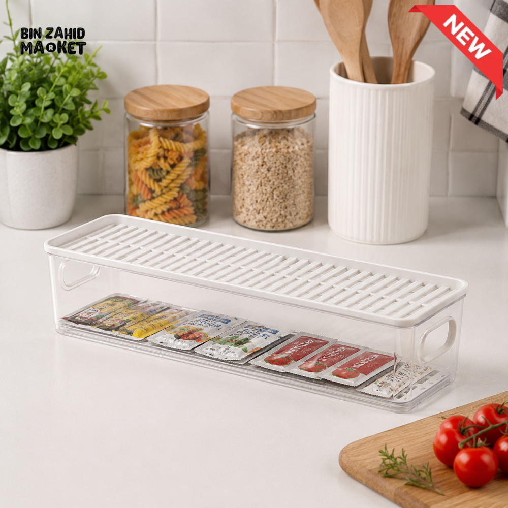 ZIBA REFRIGERATOR STORAGE ORGANIZER BIN WITH LID - 3200 ML