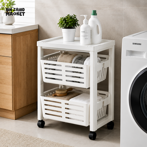 ZIBA ROLLING STORAGE CART WHITE - 2 LAYER