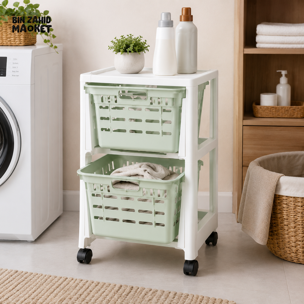 ZIBA ROLLING STORAGE TROLLEY GRAY - 2 LAYER