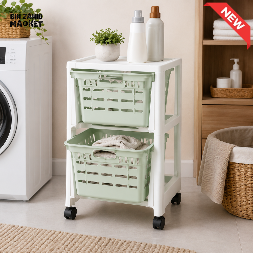 ZIBA ROLLING STORAGE TROLLEY GRAY - 2 LAYER