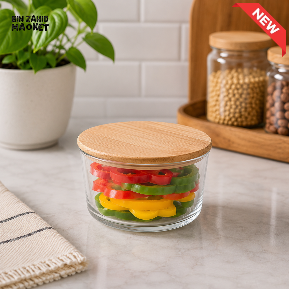 ZIBA ROUND GLASS FOOD STORAGE CONTAINER WITH AIRTIGHT LID