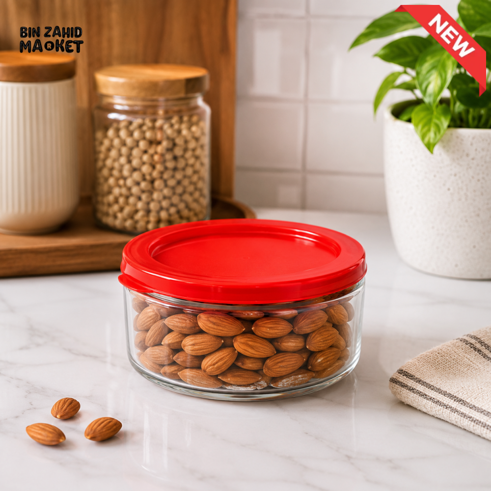 ZIBA Round Glass Food Storage Container with Airtight Lid
