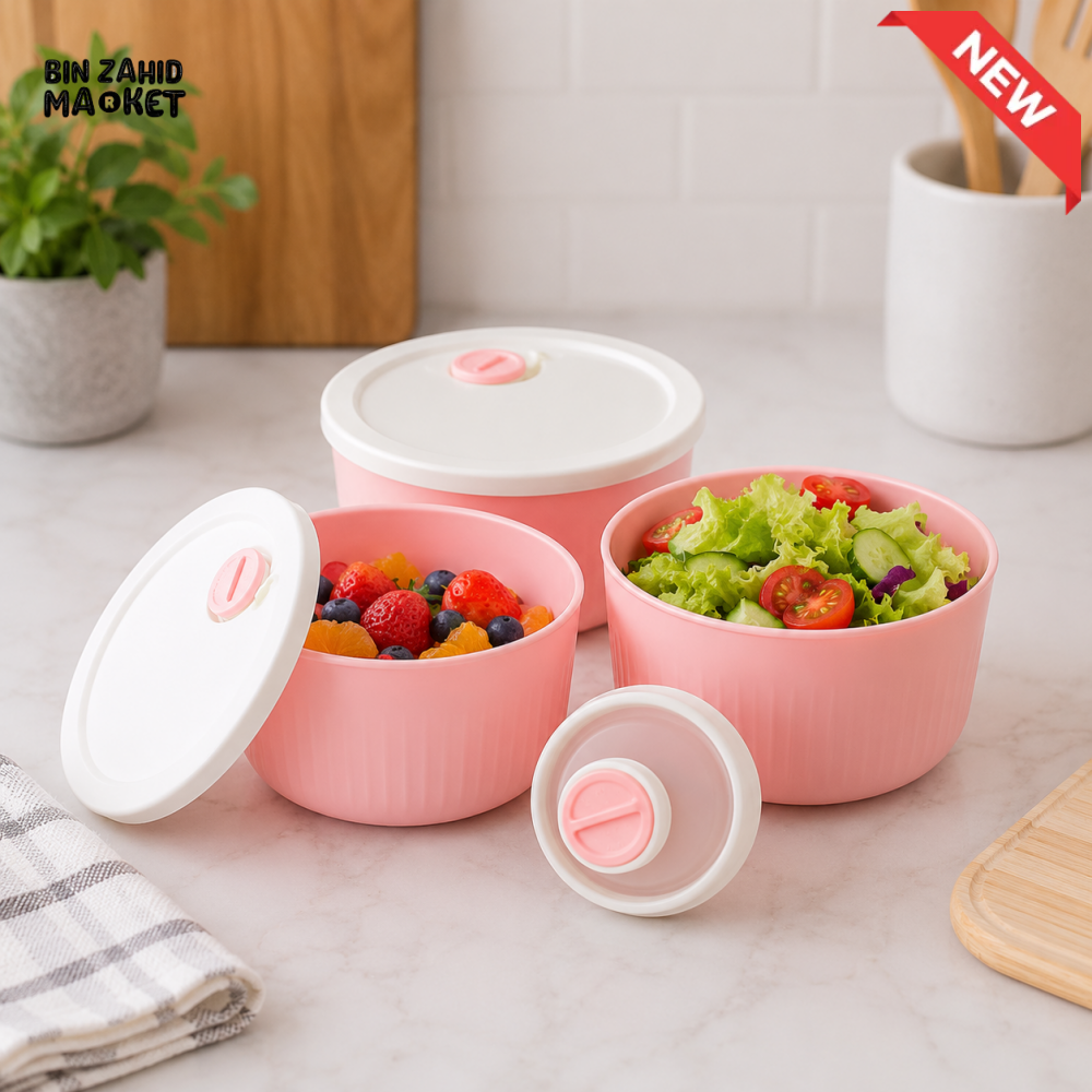 ZIBA VACUUM FOOD STORAGE BOWL SET - CIRCLE SHAPE